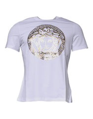 Versace T-Shirt mit Medusa-Print aus Baumwolle und Rundhalsausschnitt Weiß