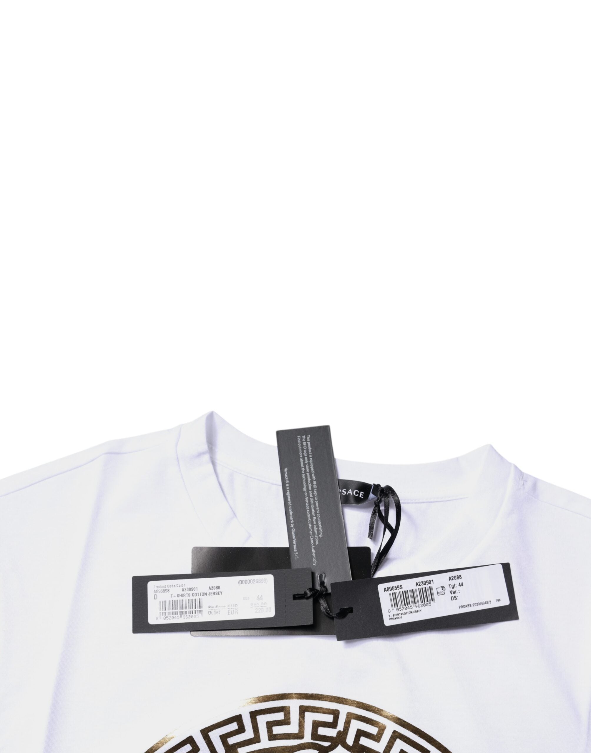 Versace T-Shirt mit Medusa-Print aus Baumwolle und Rundhalsausschnitt Weiß