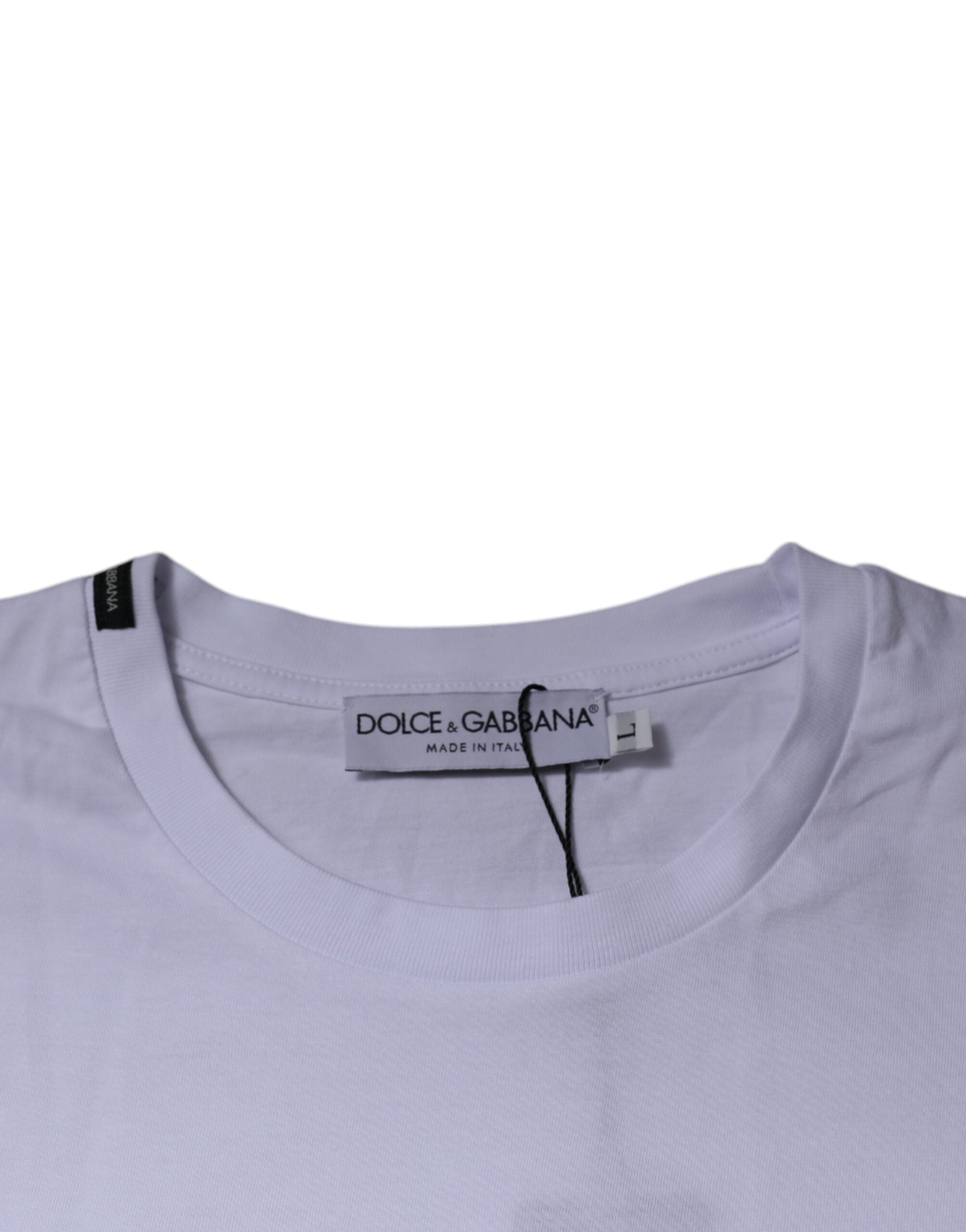 Dolce & Gabbana Wit Rood Luipaard Katoenen T-shirt Met Ronde Hals