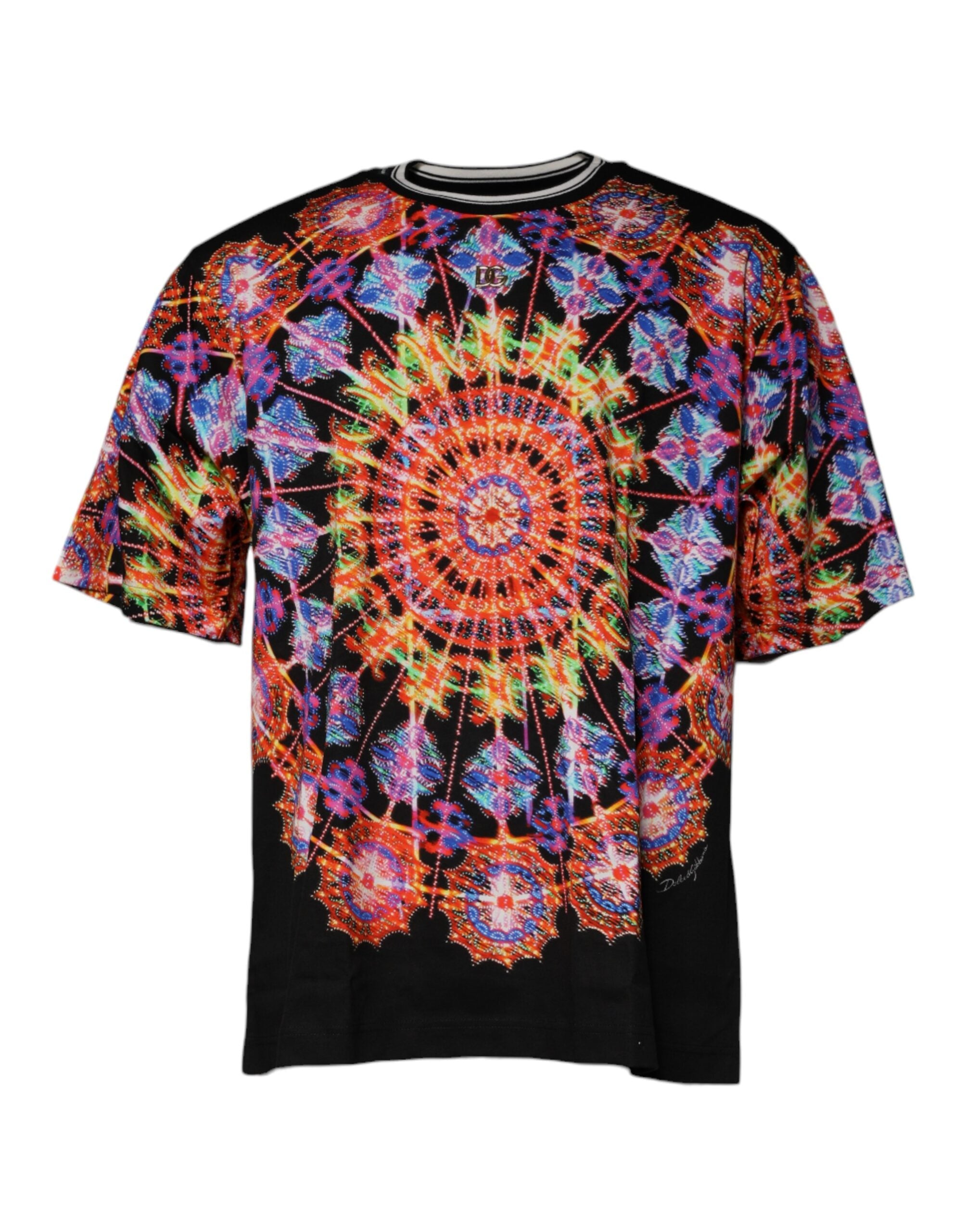 Dolce & Gabbana Herren-T-Shirt mit kurzen Ärmeln und mehrfarbigem Kaleidoskopmuster