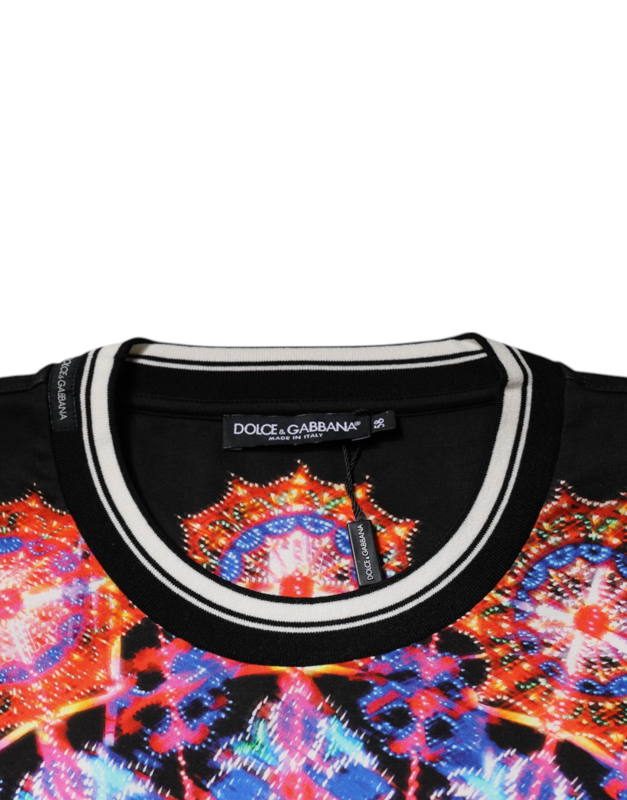 Dolce & Gabbana Herren-T-Shirt mit kurzen Ärmeln und mehrfarbigem Kaleidoskopmuster