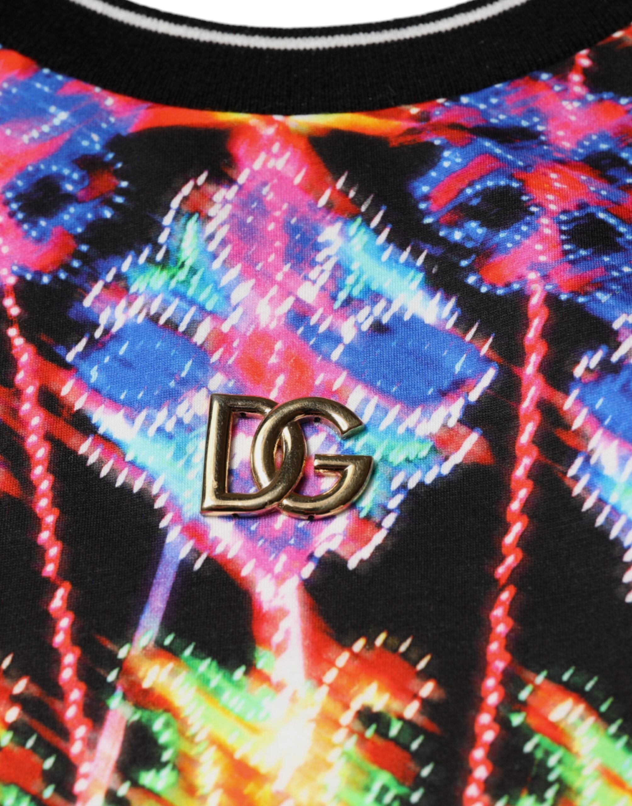 Dolce & Gabbana Herren-T-Shirt mit kurzen Ärmeln und mehrfarbigem Kaleidoskopmuster