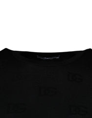 Dolce & Gabbana Schwarzes ärmelloses T-Shirt aus Seide mit Rundhalsausschnitt