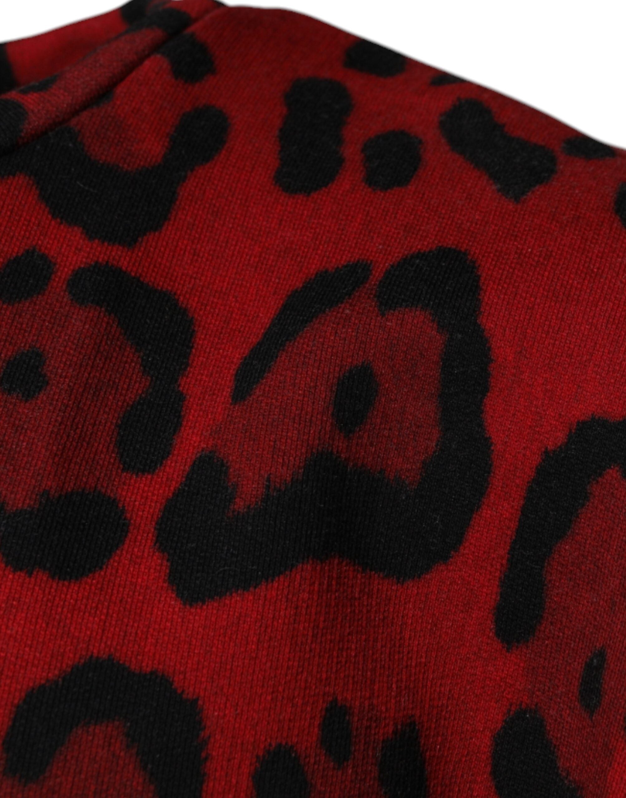 Dolce & Gabbana rotes ärmelloses T-Shirt aus Baumwolle mit Leopardenmuster