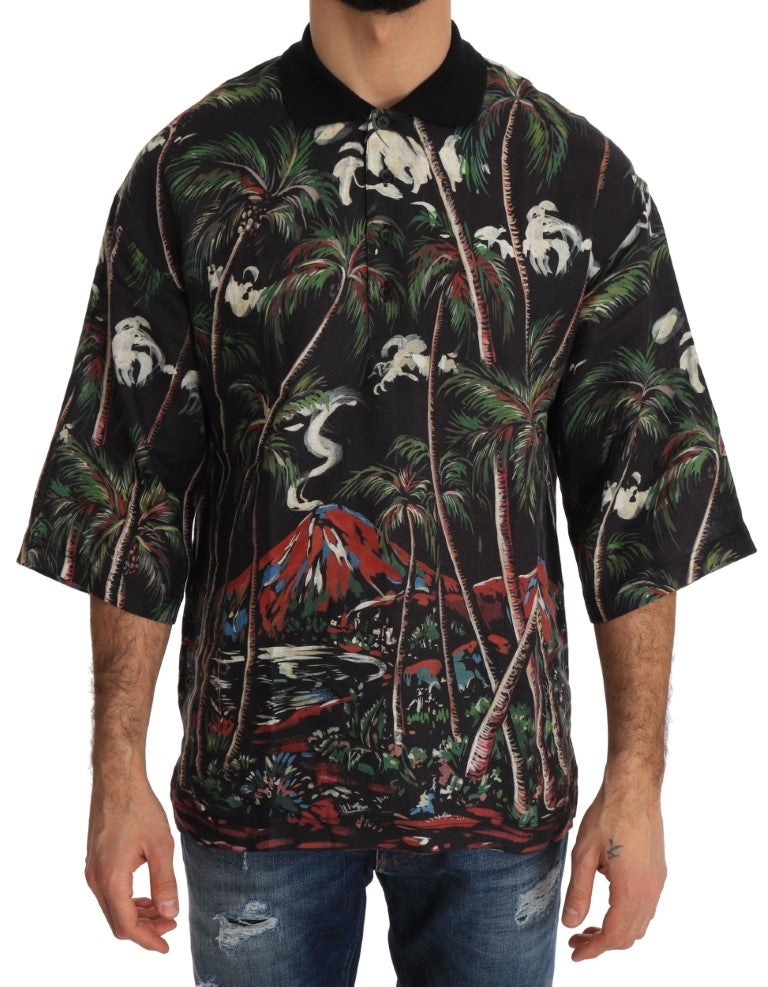 Dolce & Gabbana Schwarzes Volcano Sizilien Kurzarm-T-Shirt