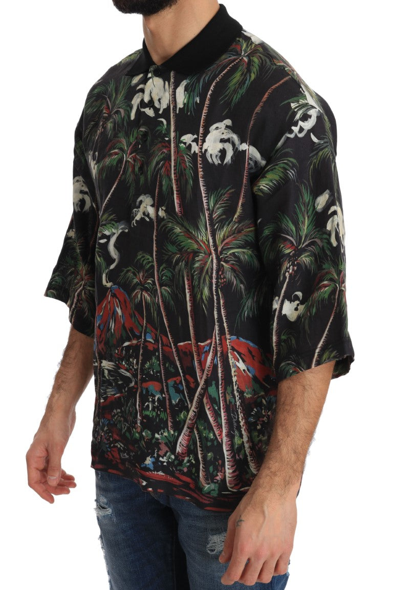 Dolce & Gabbana Schwarzes Volcano Sizilien Kurzarm-T-Shirt