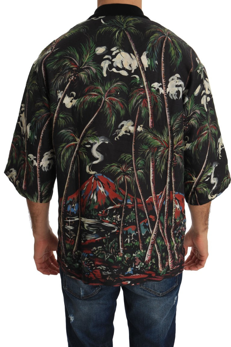 Dolce & Gabbana Schwarzes Volcano Sizilien Kurzarm-T-Shirt