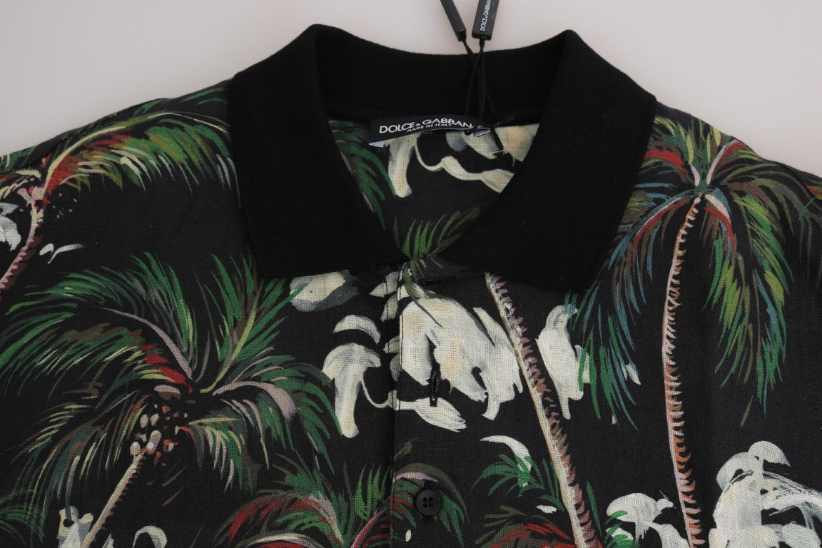 Dolce & Gabbana Schwarzes Volcano Sizilien Kurzarm-T-Shirt