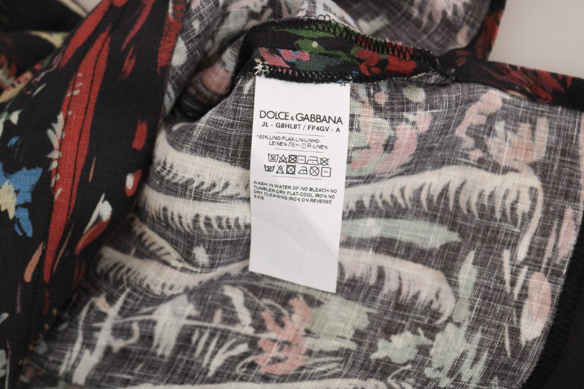 Dolce & Gabbana Schwarzes Volcano Sizilien Kurzarm-T-Shirt