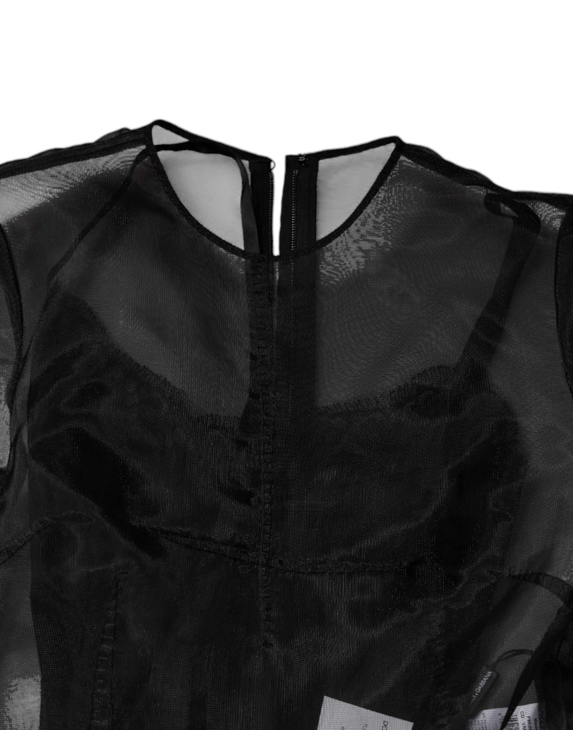 Dolce &amp; Gabbana – Schwarzes A-Linien-Midi-Cocktailkleid aus Tüll