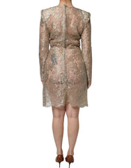 Dolce &amp; Gabbana – Mini-Etuikleid in A-Linie mit Blumenspitze in Gold