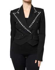 Dolce & Gabbana Zweireihiger Blazer aus schwarzem Kristall