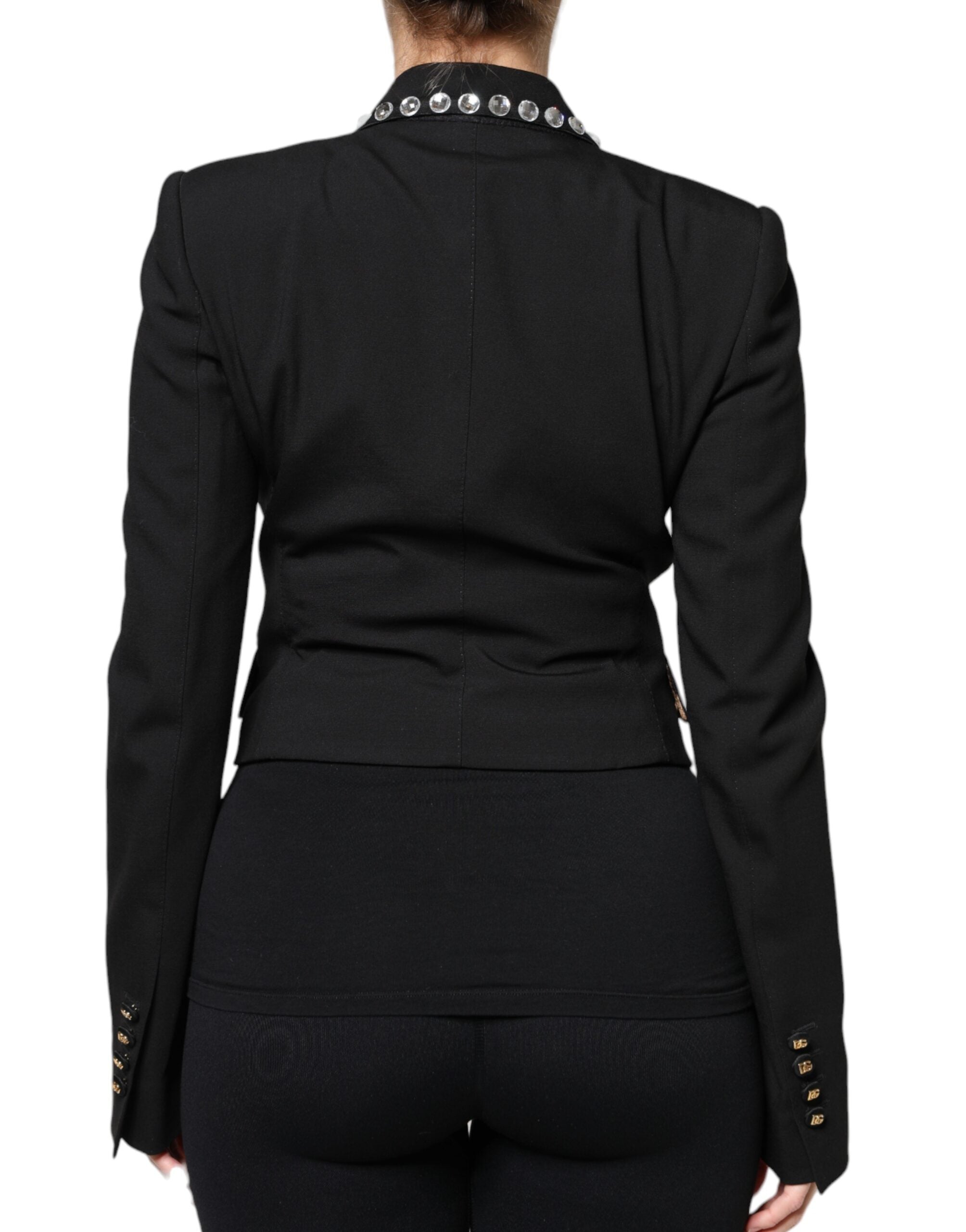 Dolce & Gabbana Zweireihiger Blazer aus schwarzem Kristall