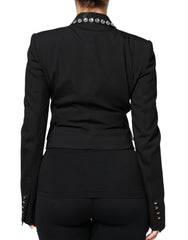 Dolce & Gabbana Zweireihiger Blazer aus schwarzem Kristall
