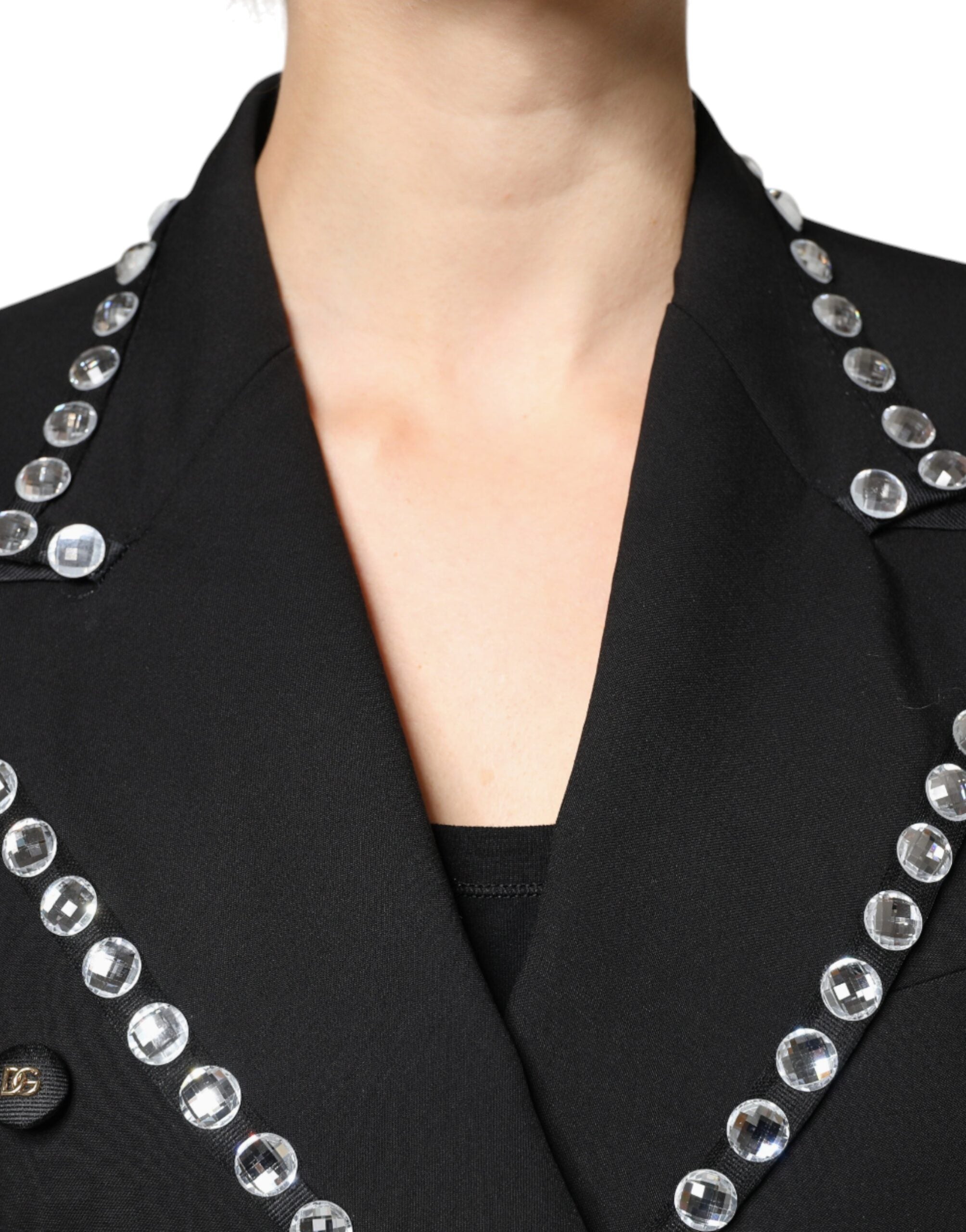 Dolce & Gabbana Zweireihiger Blazer aus schwarzem Kristall