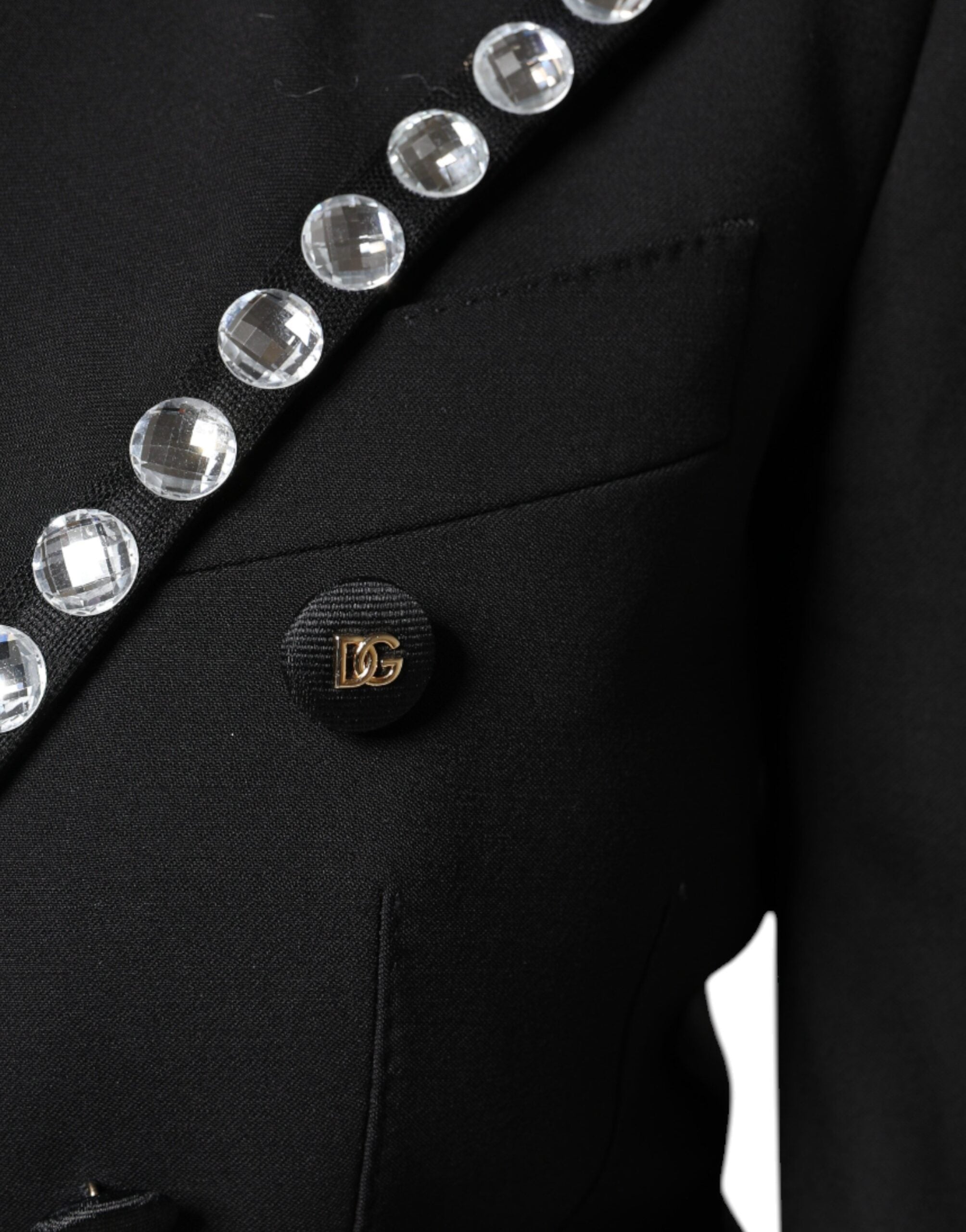 Dolce & Gabbana Zweireihiger Blazer aus schwarzem Kristall