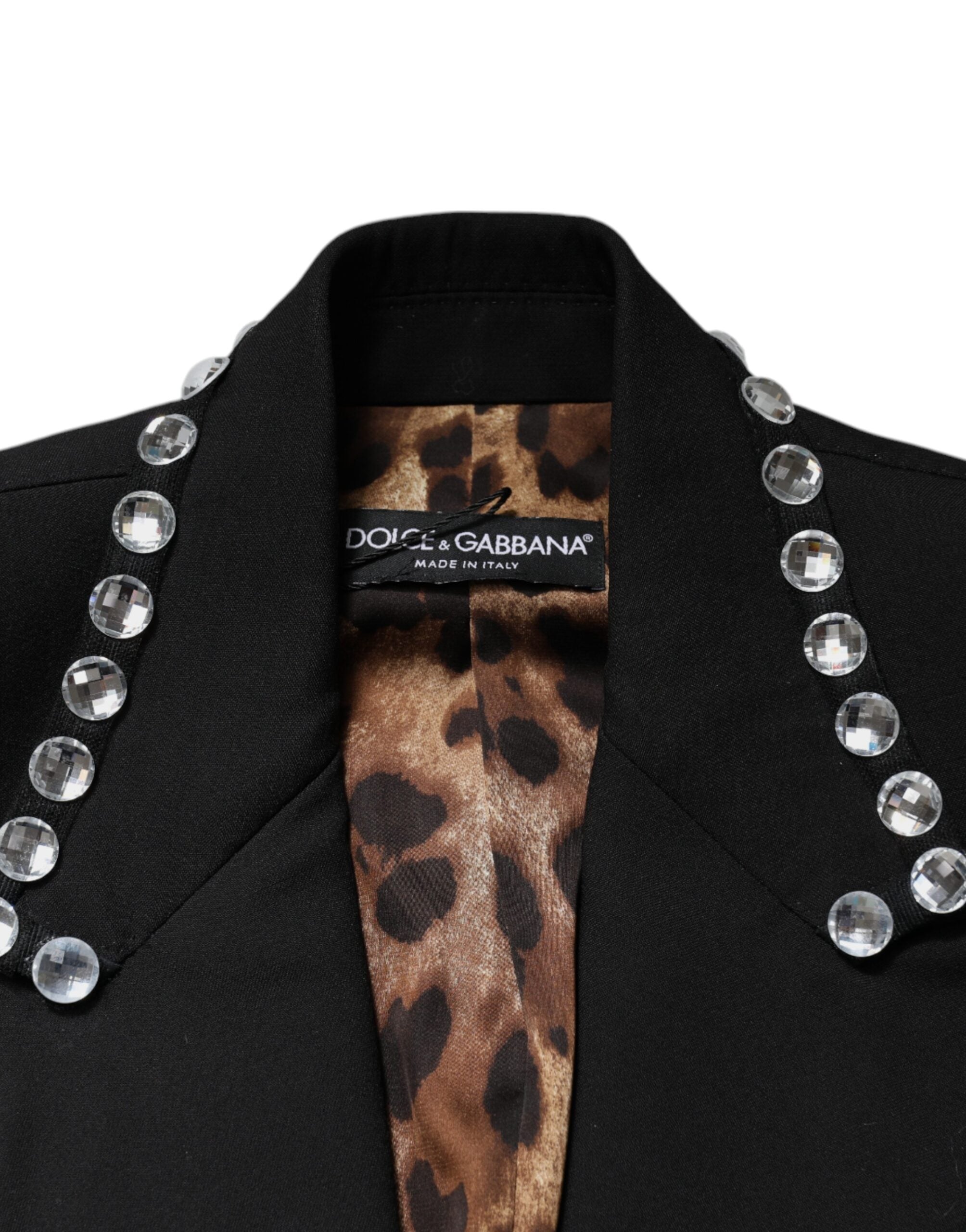 Dolce & Gabbana Zweireihiger Blazer aus schwarzem Kristall