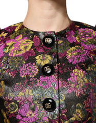 Dolce & Gabbana Multikleurige Gebloemde Jacquard Cropped Jas