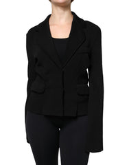 Dolce & Gabbana Schwarzer Blazer aus Viskose mit Einknopfverschluss