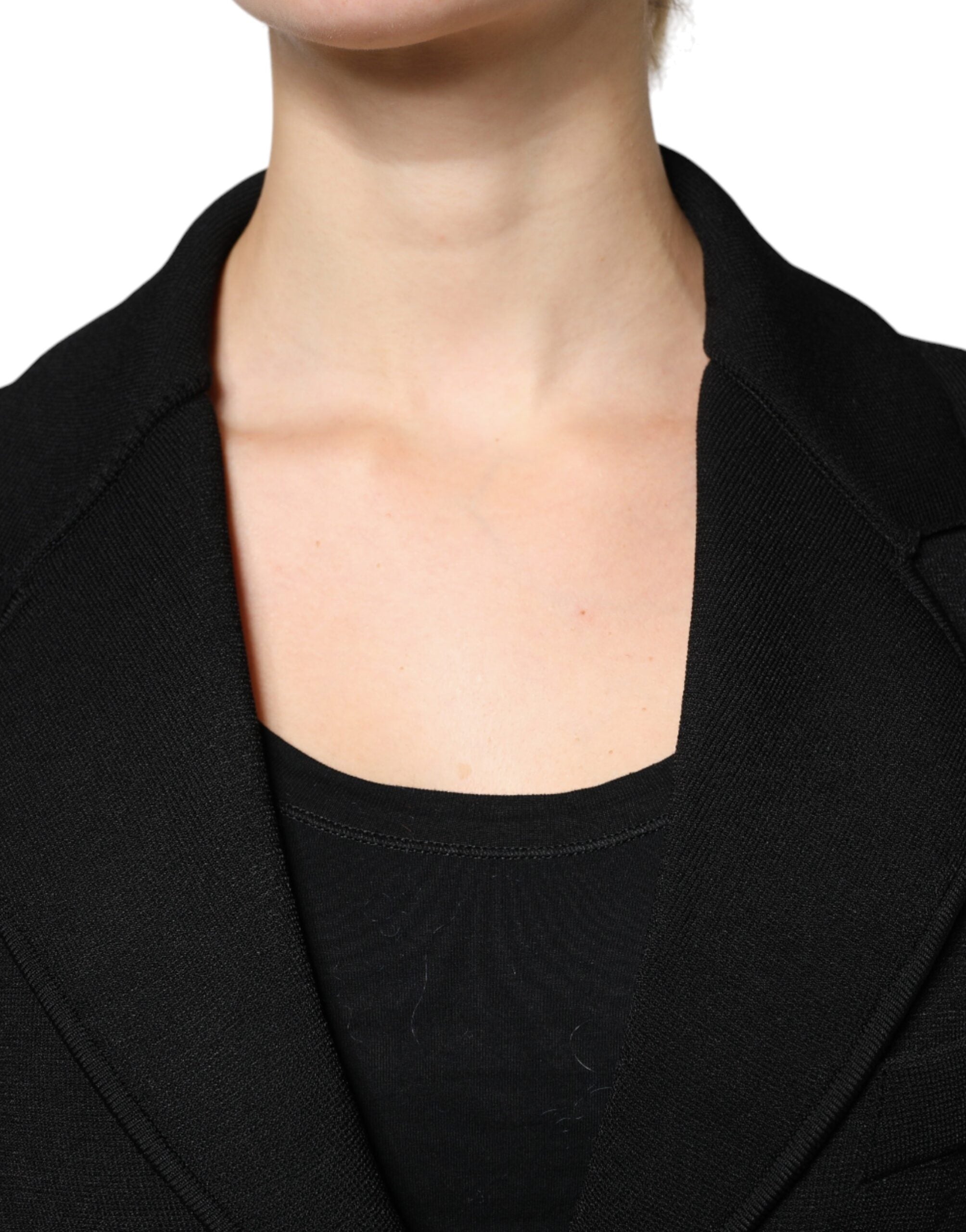 Dolce & Gabbana Schwarzer Blazer aus Viskose mit Einknopfverschluss