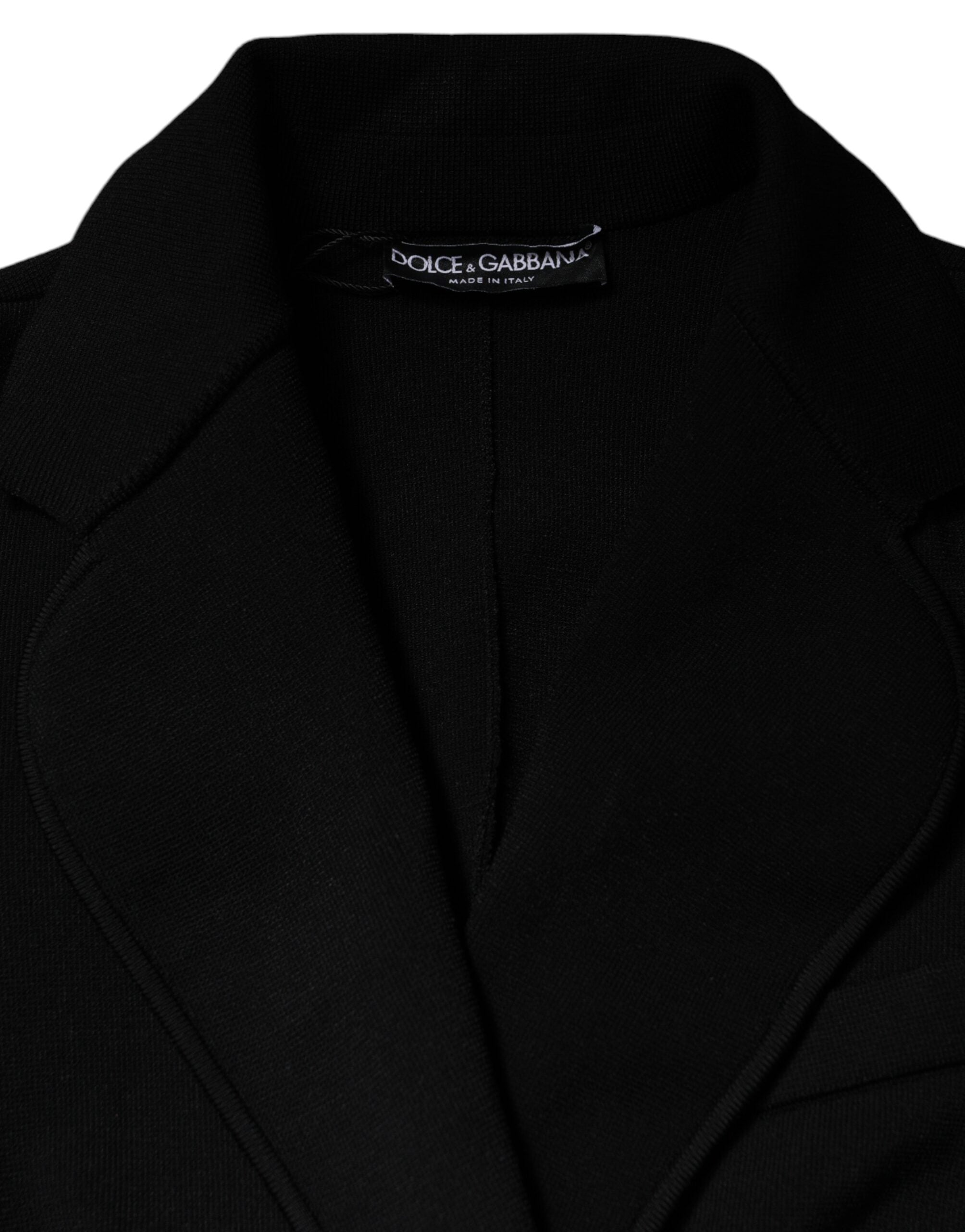 Dolce & Gabbana Schwarzer Blazer aus Viskose mit Einknopfverschluss