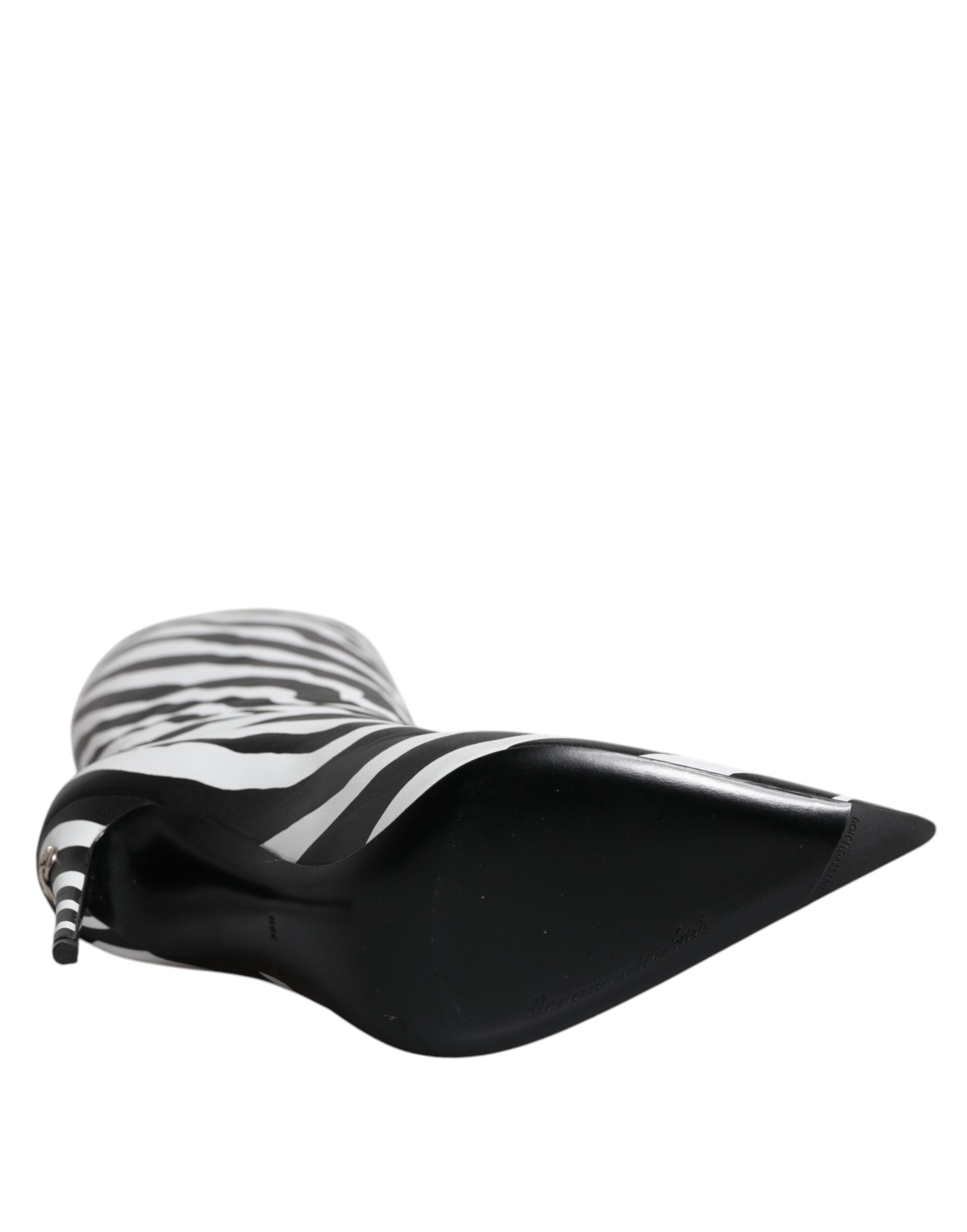 Dolce &amp; Gabbana Schwarz Weiß Zebra Heels Hohe Stiefel Schuhe
