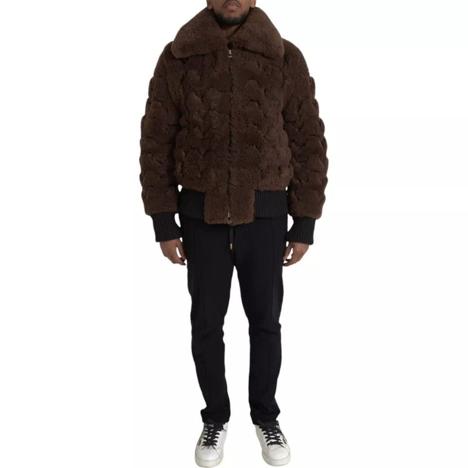 Bottega Veneta Braune Pelz-Lamm-Shearling-Manteljacke