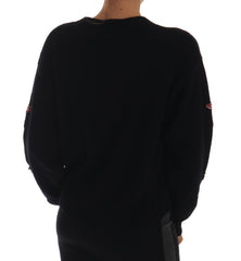 Dolce & Gabbana Märchen-Pullover aus schwarzem Kaschmir mit Kristallen