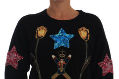 Dolce & Gabbana Märchen-Pullover aus schwarzem Kaschmir mit Kristallen