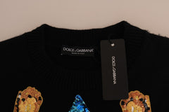 Dolce & Gabbana Märchen-Pullover aus schwarzem Kaschmir mit Kristallen