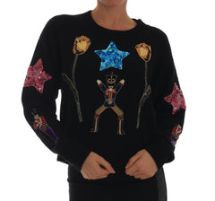 Dolce & Gabbana Märchen-Pullover aus schwarzem Kaschmir mit Kristallen