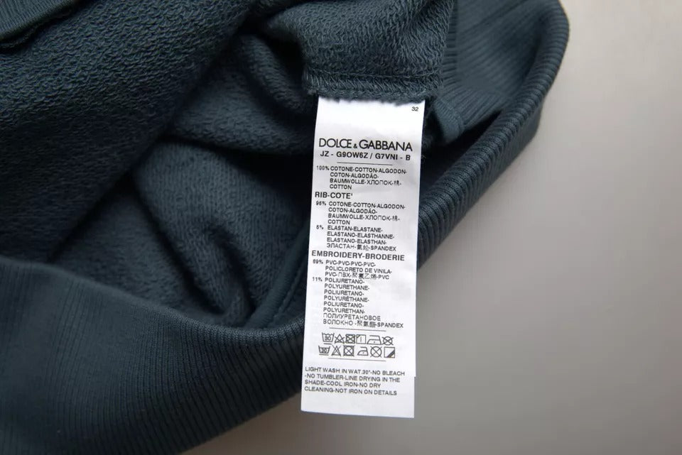 Dolce & Gabbana Blauer Baumwoll Rundhals Pullover für Herren mit Logo-Patch