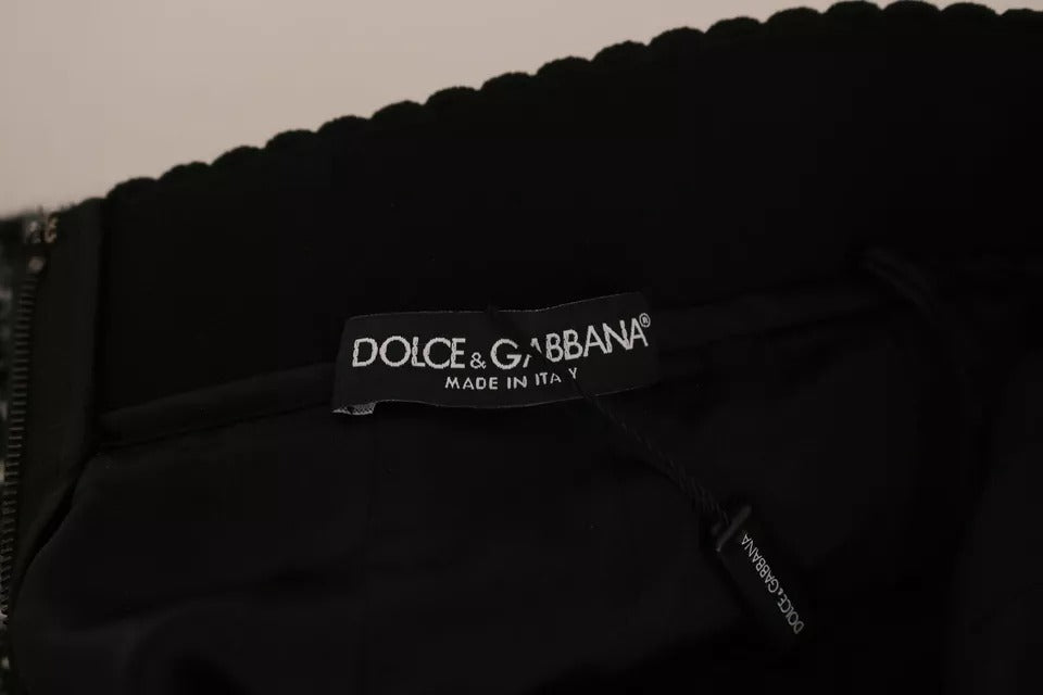 Dolce & Gabbana Schwarzer Minirock aus Wolle mit Karomuster und Volants