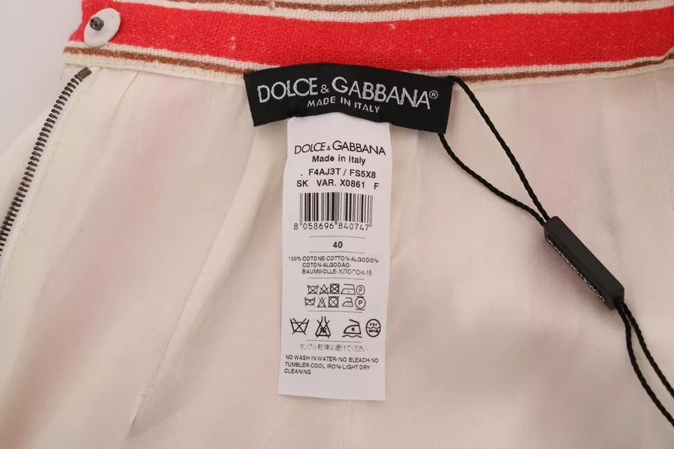 Dolce & Gabbana Mehrfarbiger Portofino-Streifen-Midi-Rock aus Baumwolle