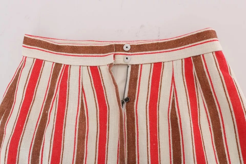 Dolce & Gabbana Mehrfarbiger Portofino-Streifen-Midi-Rock aus Baumwolle