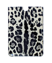 Dolce & Gabbana Tablet-Hülle aus Leder mit weißem Leopardenmuster