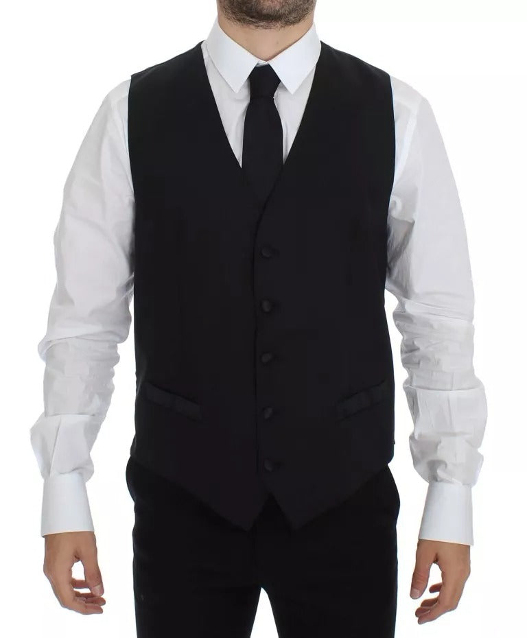 Dolce & Gabbana Schwarzes Gilet aus Wolle und Seide