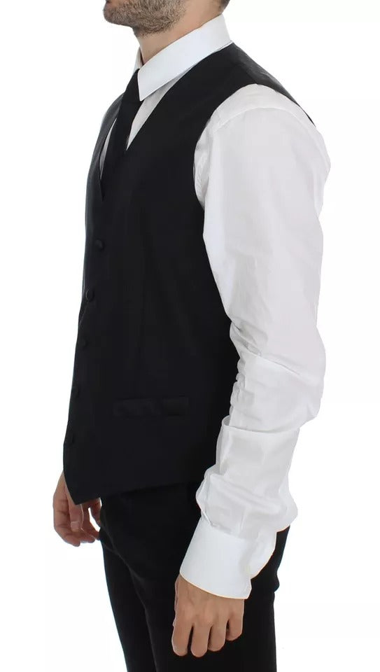 Dolce & Gabbana Schwarzes Gilet aus Wolle und Seide