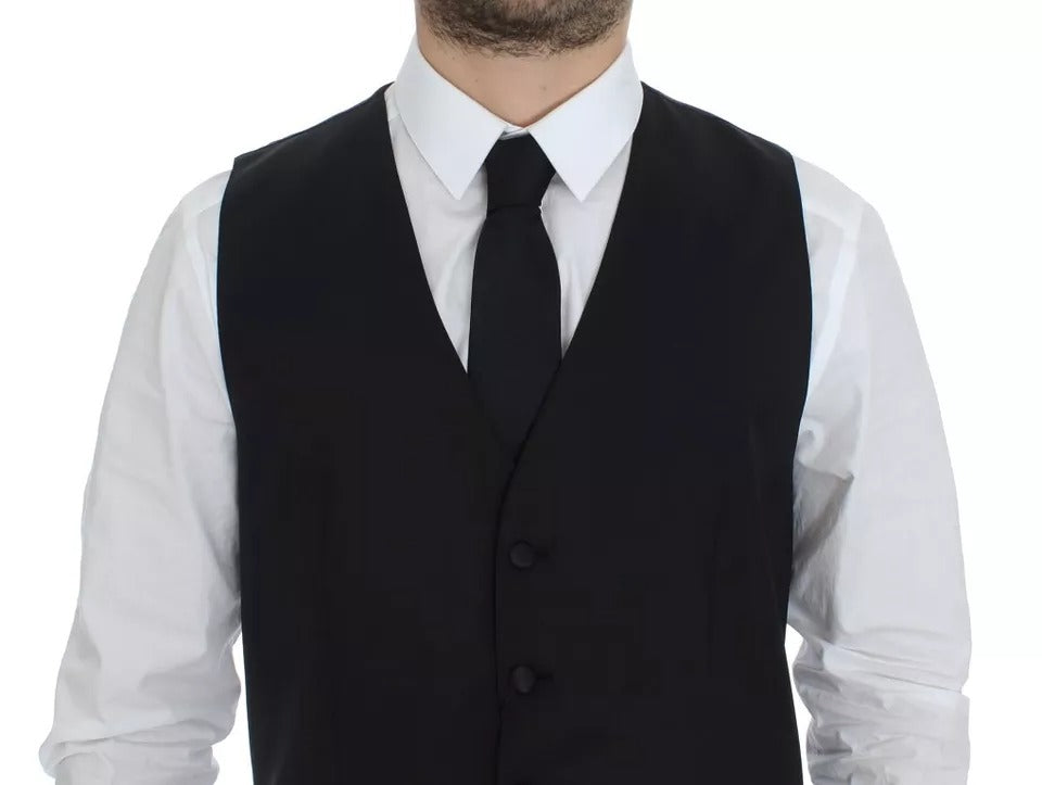 Dolce & Gabbana Schwarzes Gilet aus Wolle und Seide