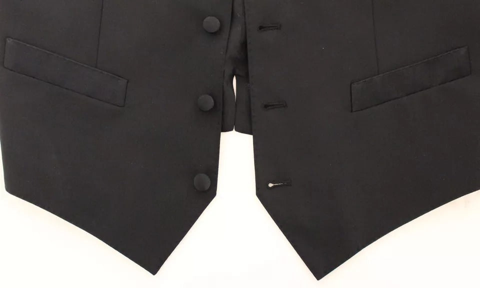 Dolce & Gabbana Schwarzes Gilet aus Wolle und Seide