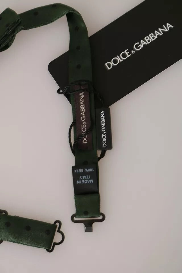 Dolce & Gabbana Grüne Seidene Herren Krawatte Fliege mit Punkten