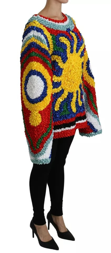 Dolce & Gabbana Mehrfarbiges Sun Ruffled Top Bluse Pullover