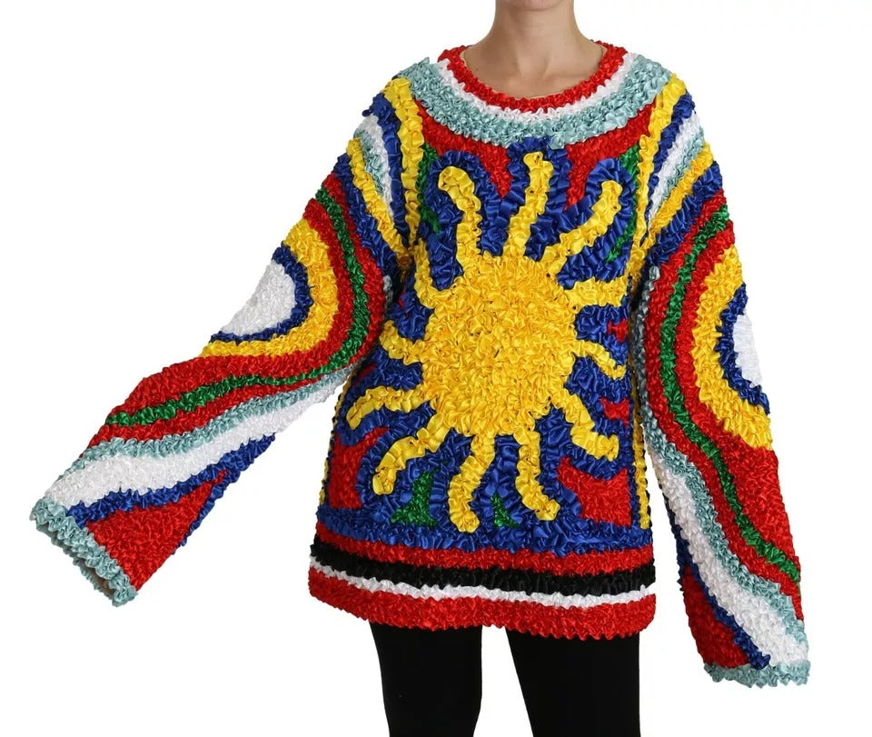 Dolce & Gabbana Mehrfarbiges Sun Ruffled Top Bluse Pullover