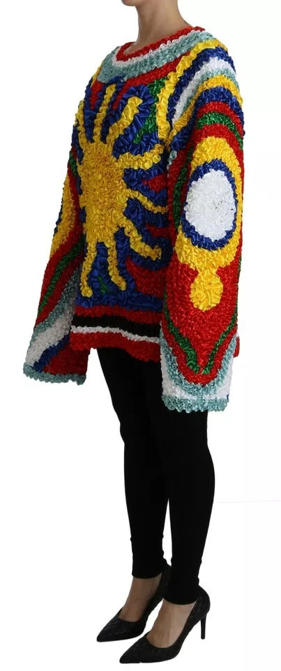 Dolce & Gabbana Mehrfarbiges Sun Ruffled Top Bluse Pullover