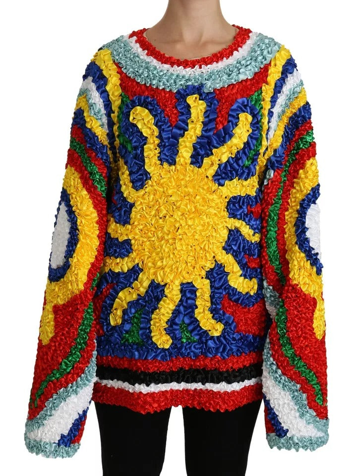 Dolce & Gabbana Mehrfarbiges Sun Ruffled Top Bluse Pullover