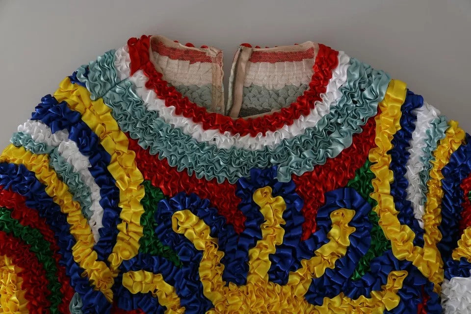Dolce & Gabbana Mehrfarbiges Sun Ruffled Top Bluse Pullover
