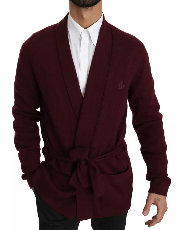 Dolce & Gabbana Bordeaux Kaschmir Cardigan mit Krone