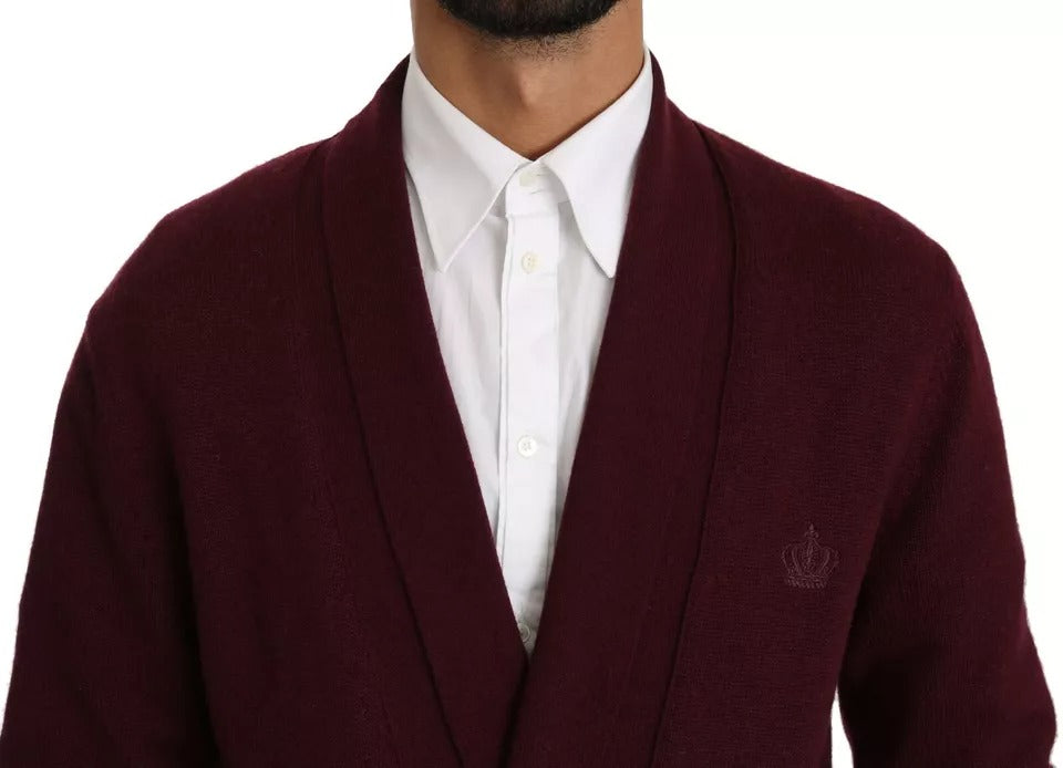Dolce & Gabbana Bordeaux Kaschmir Cardigan mit Krone