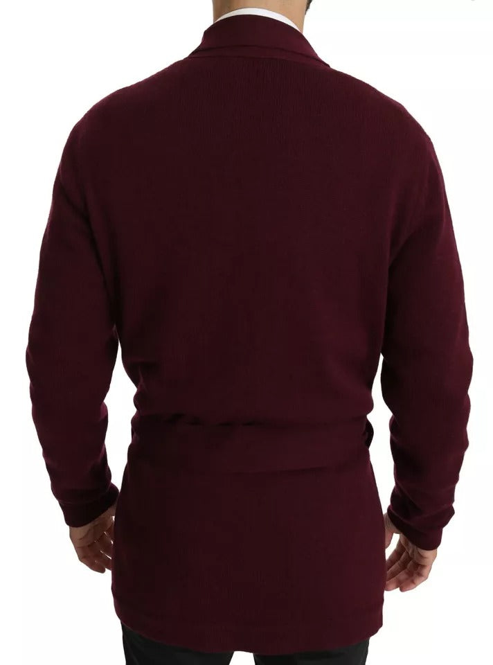 Dolce & Gabbana Bordeaux Kaschmir Cardigan mit Krone