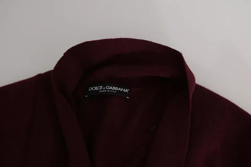 Dolce & Gabbana Bordeaux Kaschmir Cardigan mit Krone